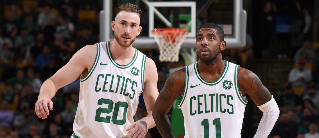 Gordon Hayward et Kyrie Irving sous le maillot des Celtics.