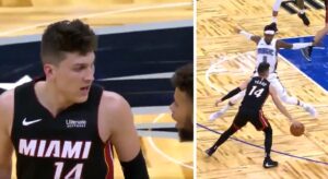 NBA – Tyler Herro mis au sol durant le match, il répond en patron