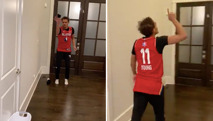 Trae Young a rejoué le concours à 3 points, chez lui, en chaussettes