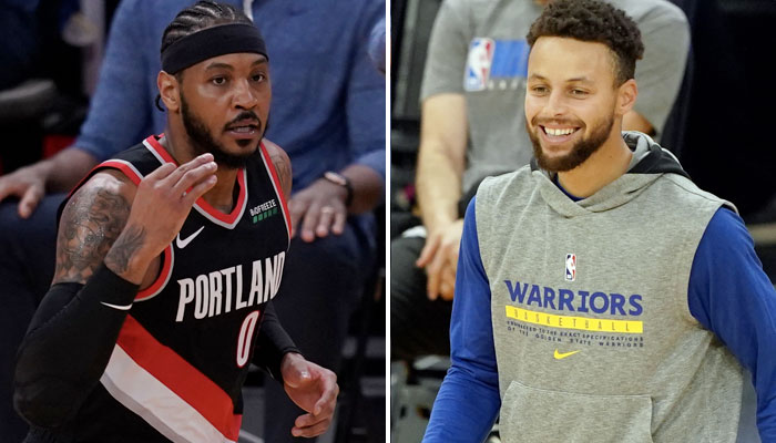 Steph Curry admiratif devant un gros move de Carmelo Anthony NBA