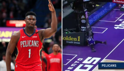 NBA – Trop puissant, Zion envoie valser un adversaire sur plusieurs mètres !