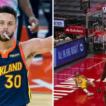 NBA – En déséquilibre, Steph Curry plante un layup venu d’ailleurs !