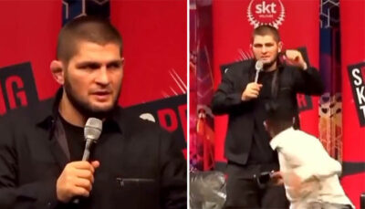 UFC – Un homme a-t-il tenté de frapper Khabib en plein discours ? (vidéo)