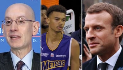 NBA – Le gros plan d’Emmanuel Macron et Adam Silver pour Victor Wembanyama !