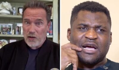 La photo impressionnante de Francis Ngannou, énorme à côté de la brute Arnold Schwarzenegger (105kg)