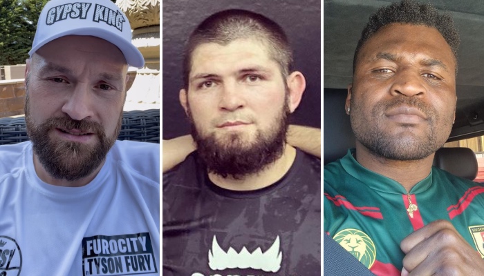 Les stars de l'univers fight Tyson Fury (gauche), Khabib Nurmagomedov (centre) et Francis Ngannou (droite)