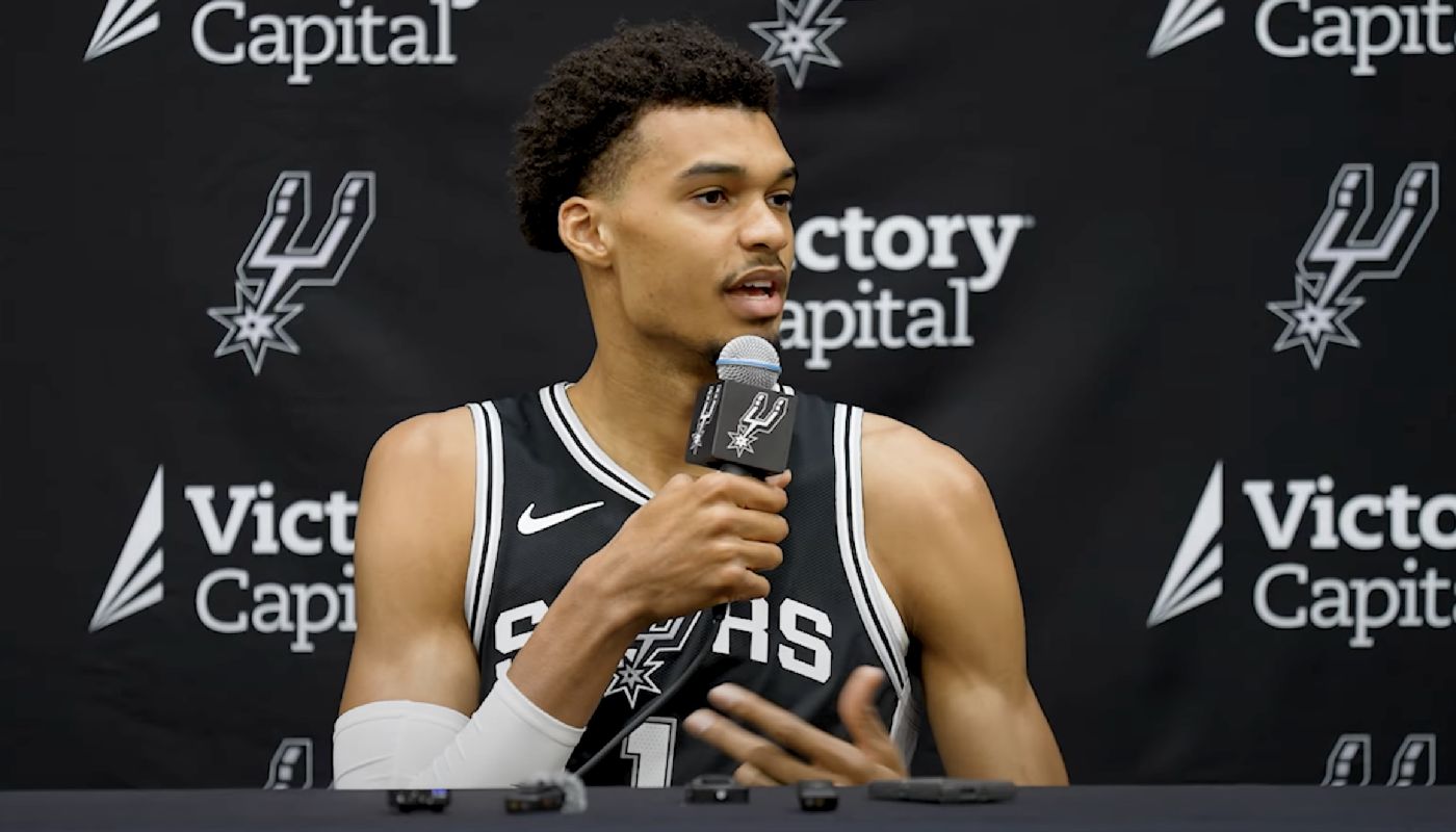 Victor Wembanyama lors du media day des Spurs de San Antonio