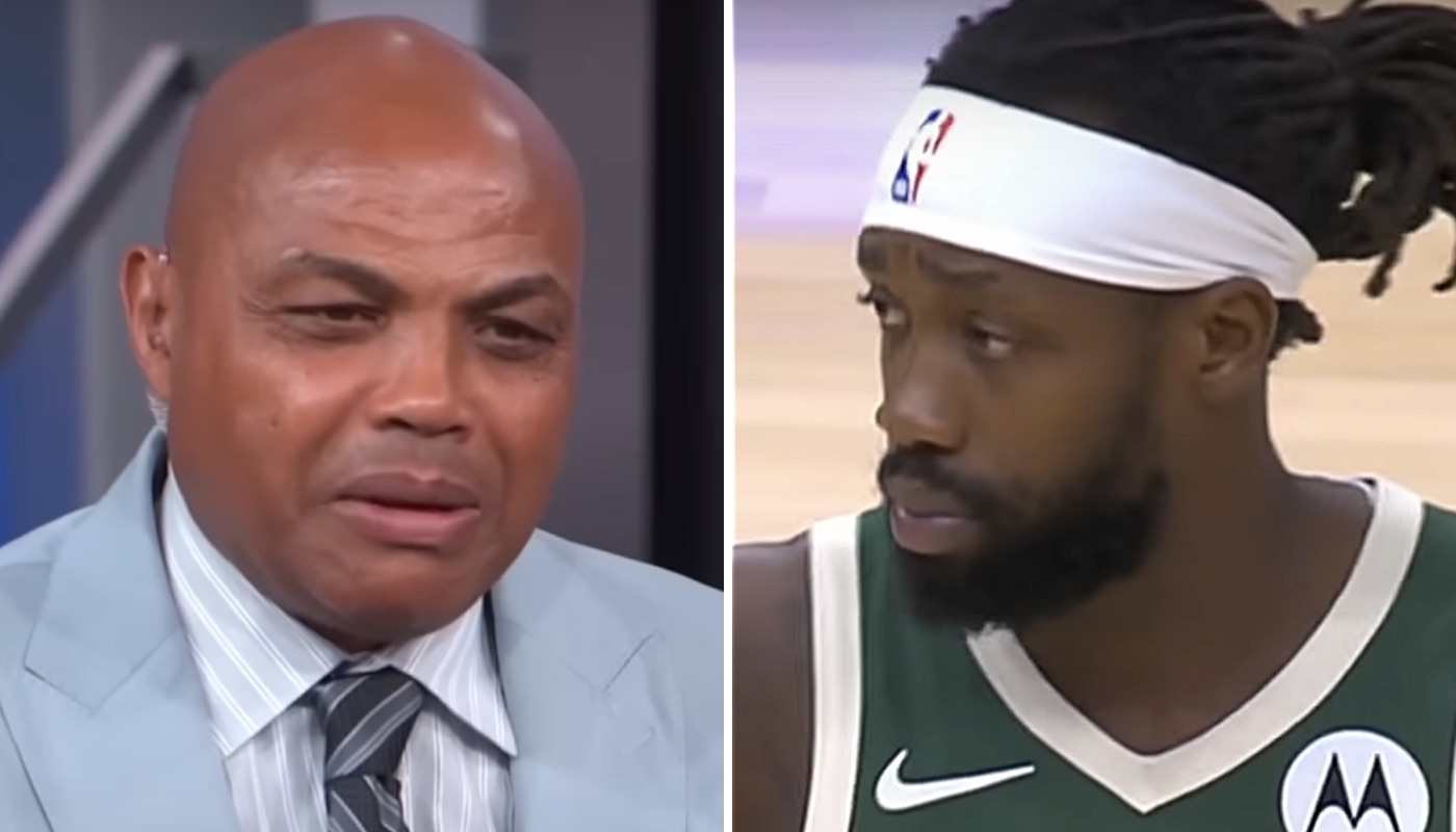 La légende NBA Charles Barkley (gauche) et le joueur des Milwaukee Bucks Patrick Beverley (droite)