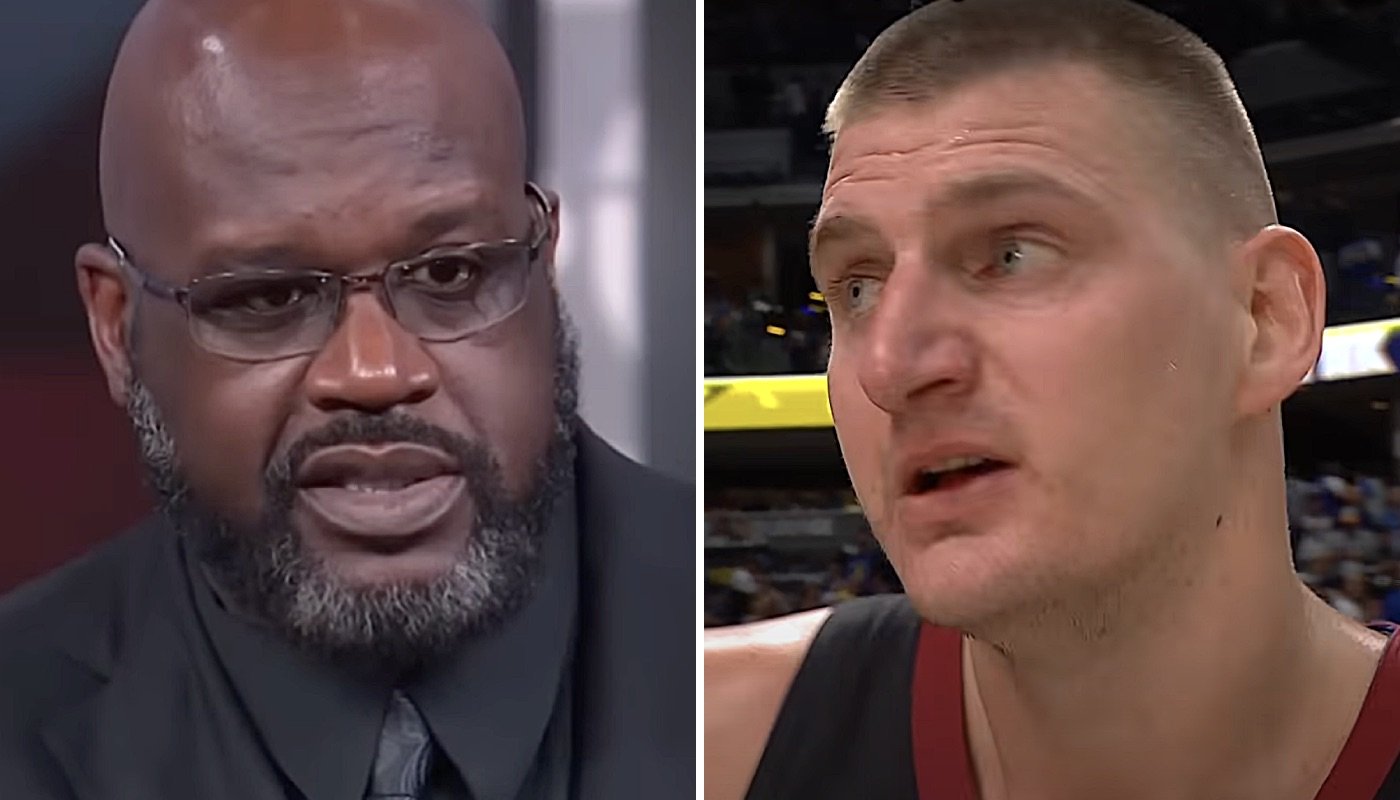 Les figures NBA Shaquille O'Neal (gauche) et Nikola Jokic (droite)