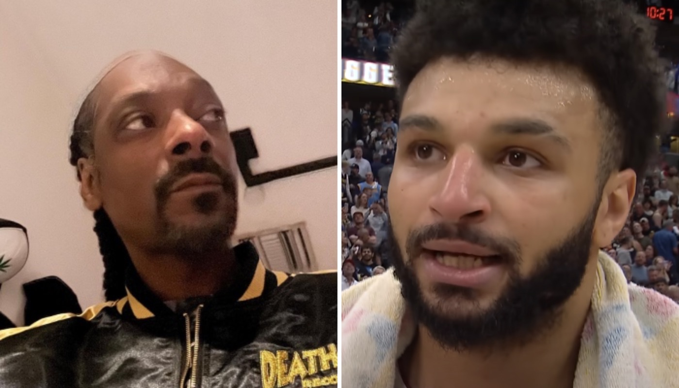 La légende du rap US Snoop Dogg (gauche) et la star NBA des Denver Nuggets Jamal Murray (droite)