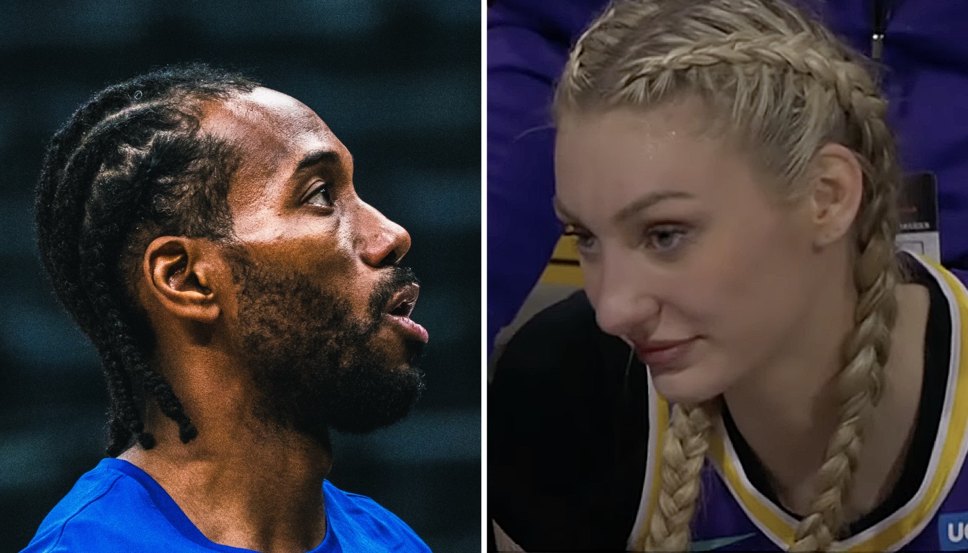 NBA superstar Kawhi Leonard (left) and WNBA rookie Cameron Brink (DR)