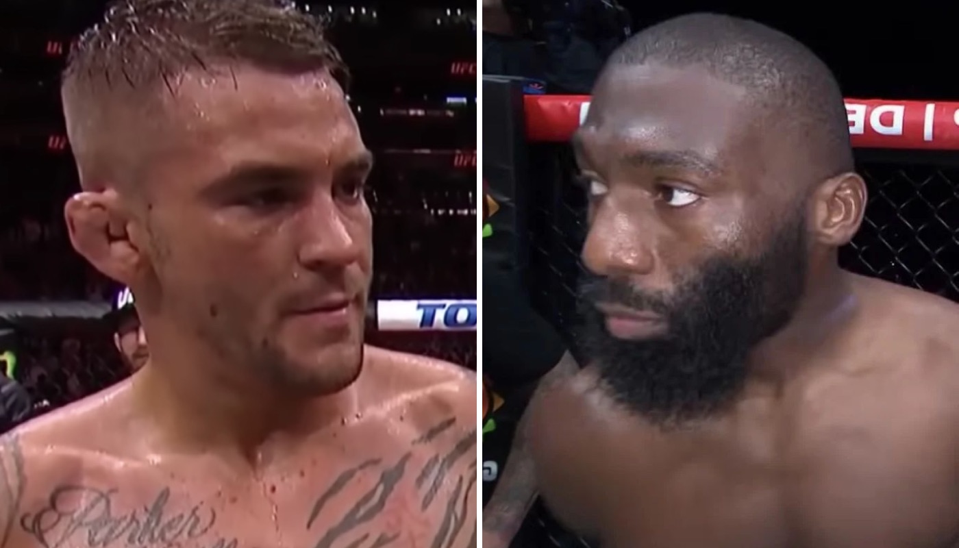 Les combattants MMA Dustin Poirier (gauche) et Cédric Doumbé (droite)