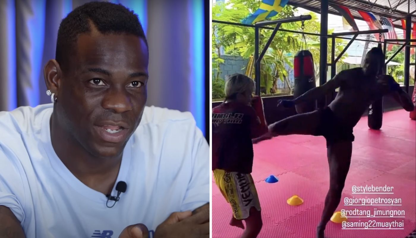 Mario Balotelli, légende du football, qui s'entraine en muay thai