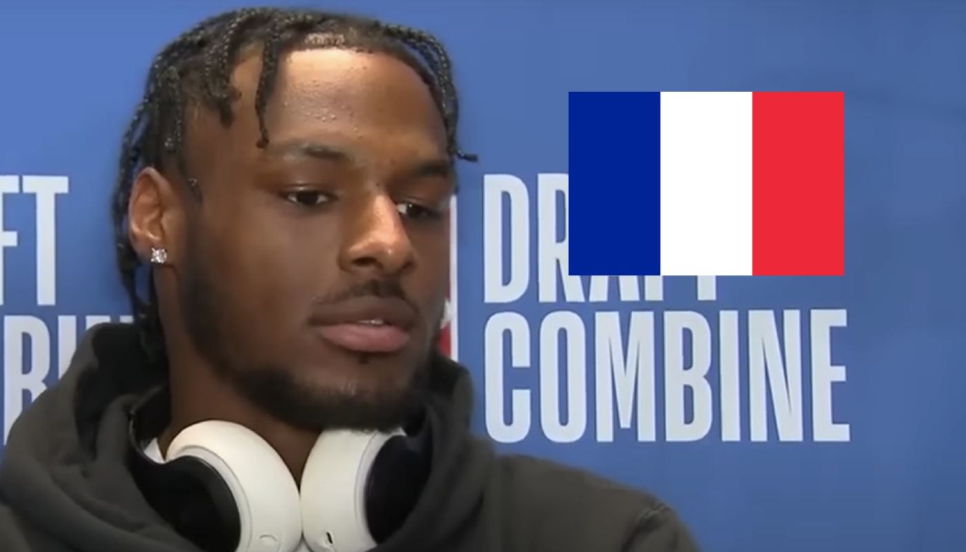 Bronny James, son of LeBron, with the French flag