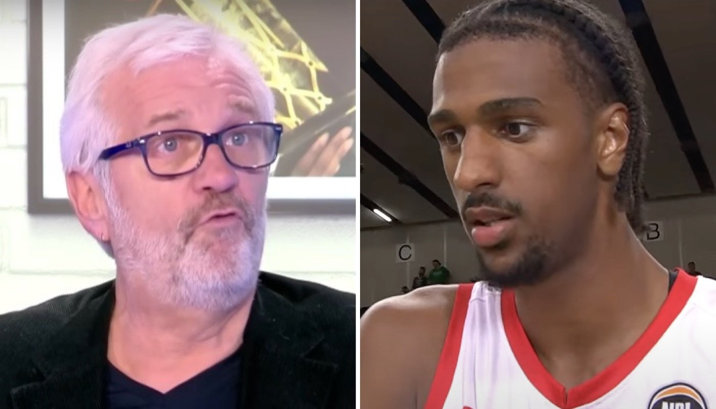 Le mythique coach français Jacques Monclar (gauche) et le prospect NBA Alexandre Sarr (droite)