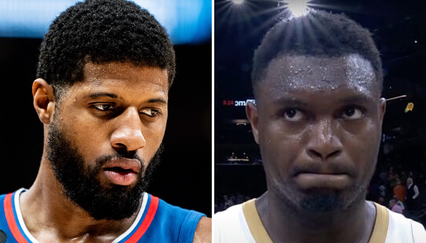 Les stars NBA Paul George (gauche) et Zion Williamson (droite)