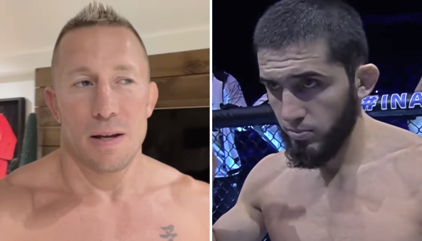 Les stars de l'UFC Georges Saint-Pierre (gauche) et Islam Makhachev (droite)