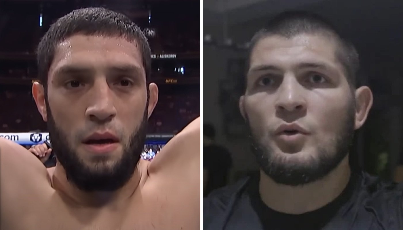 Les combattants UFC Ikram Aliskerov (gauche) et Khabib Nurmagomedov (droite)