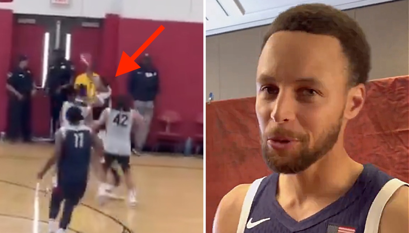 La superstar NBA Stephen Curry (droite) a choqué les fans à l'entrainement de Team USA