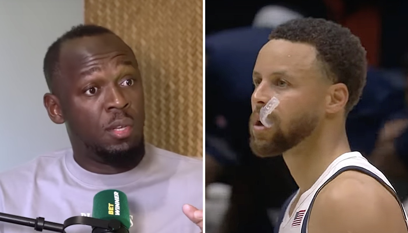 Le sprinteur de légende Usain Bolt (gauche) et la star NBA américaine Stephen Curry (droite)