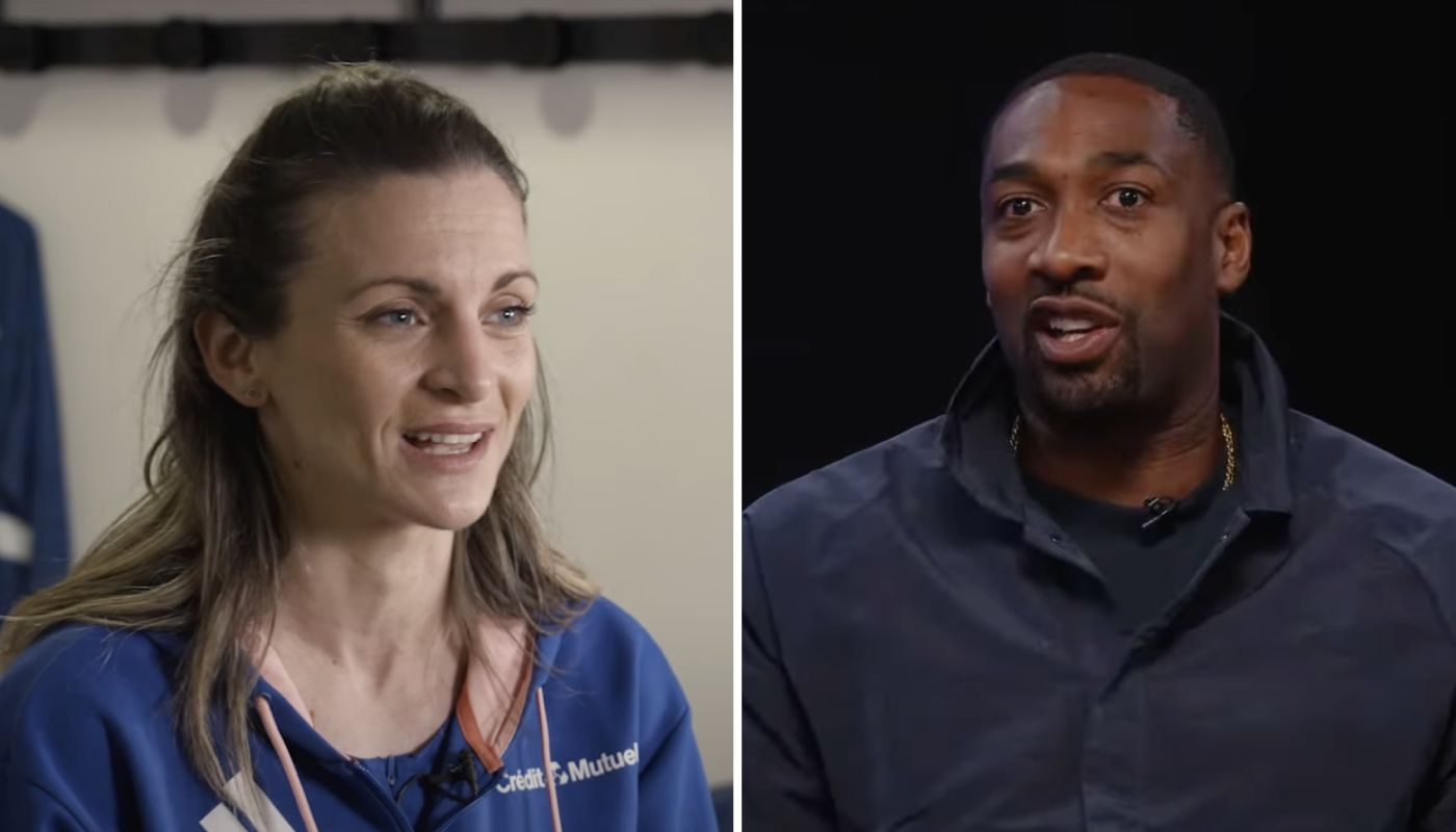 Alice Finot et Gilbert Arenas, coureuse française et ancien joueur NBA