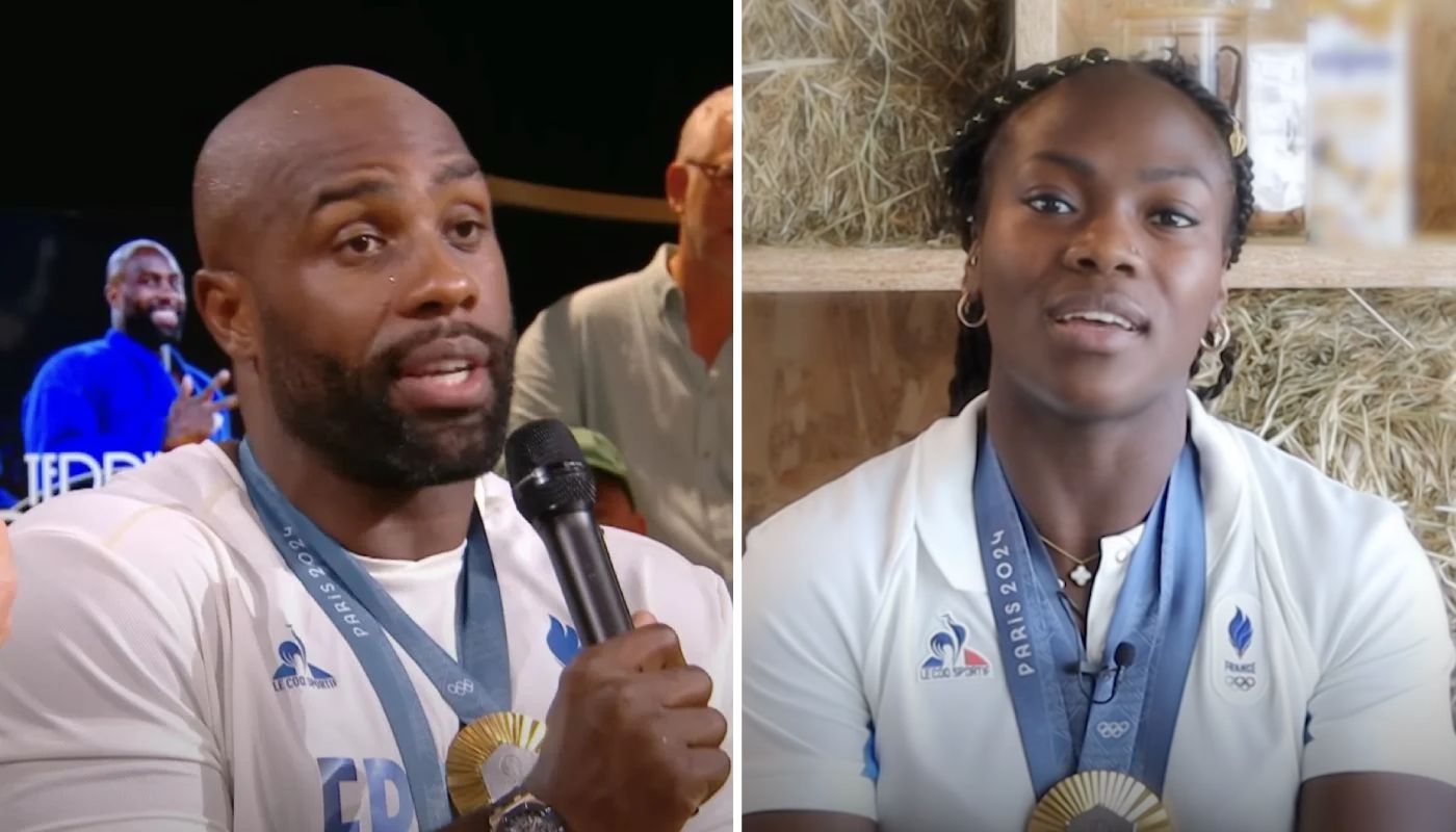 Teddy Riner et Clarisse Agbegnenou, deux judolas français