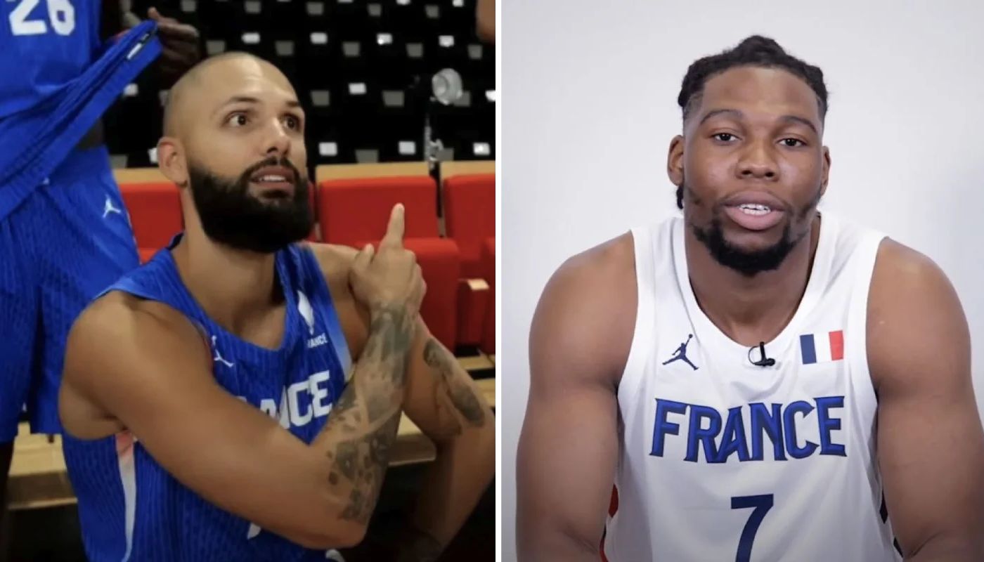 Evan Fournier et Guerschon Yabusele, vice-champions olympiques à Paris avec l'équipe de France