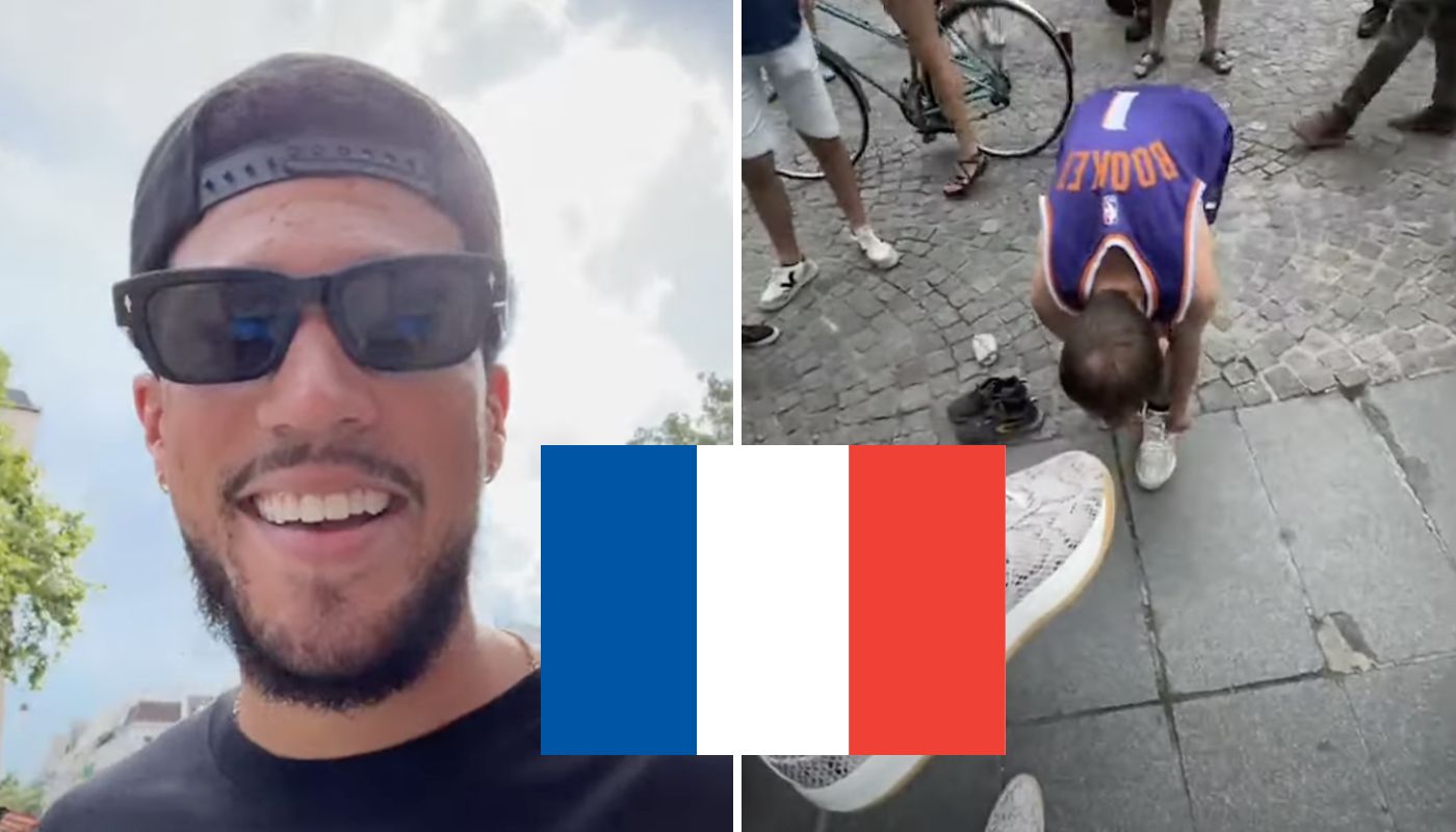 Devin Booker dans les rues de Paris pendant les Jeux Olympiques