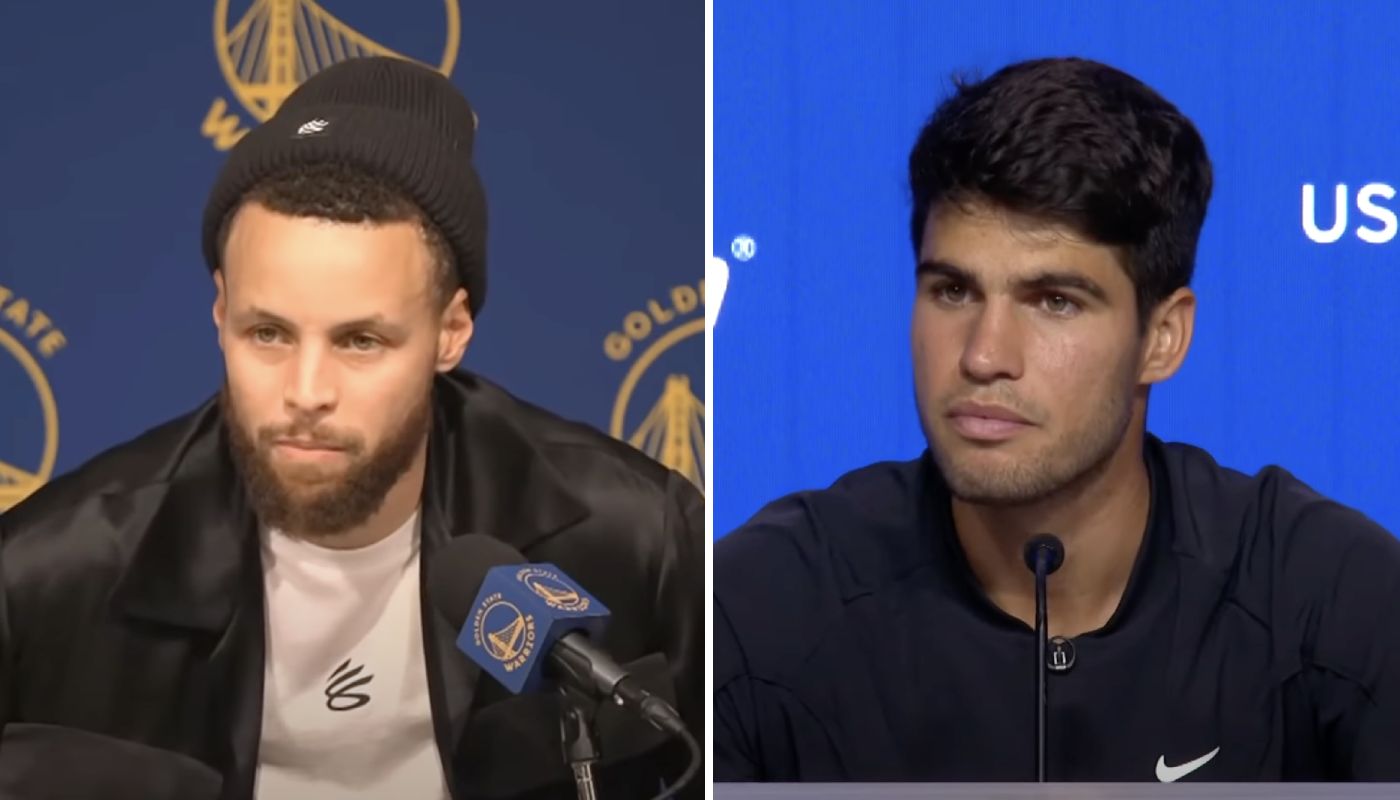 Stephen Curry, légende des Warriors en NBA, et Carlos Alcaraz, prodige du tennis