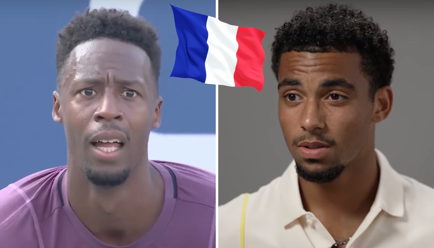 Les tennismen français Gaël Monfils (gauche) et Arthur Fils (droite)