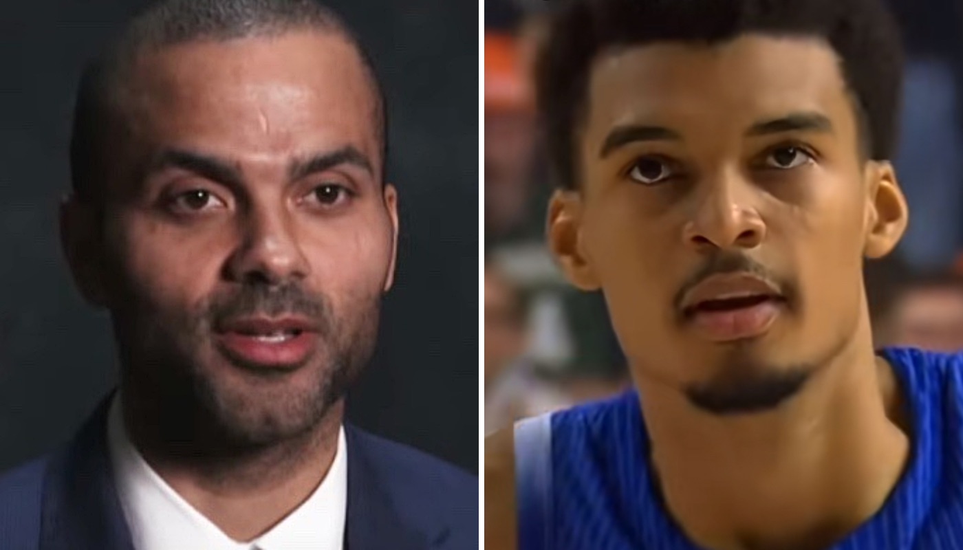 La légende NBA Tony Parker (gauche) et le prodige français Victor Wembanyama (droite)