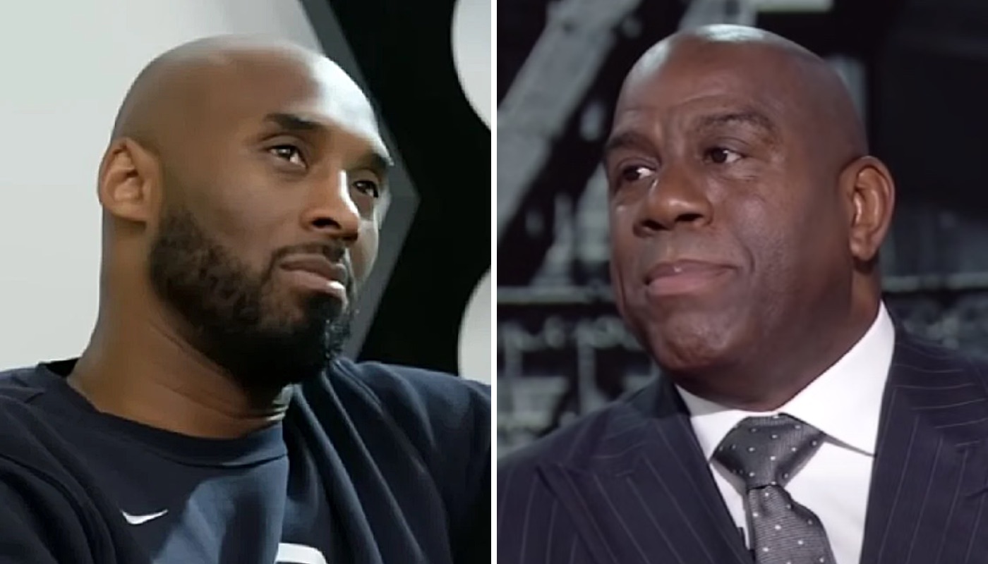 Les légendes NBA Kobe Bryant (gauche) et Magic Johnson (droite)