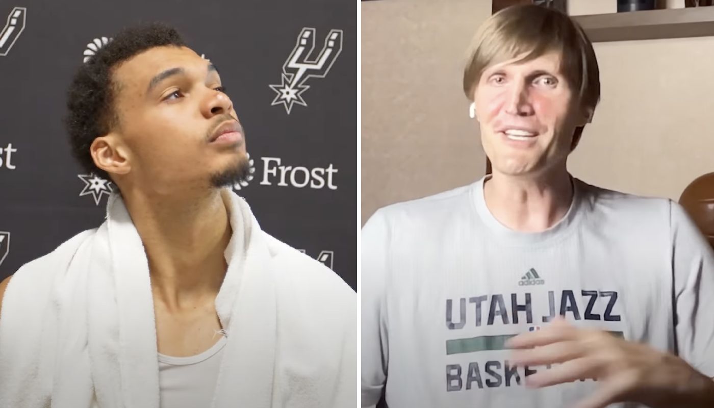 Victor Wembanyama des Spurs et Andrei Kirilenko, légende du Jazz