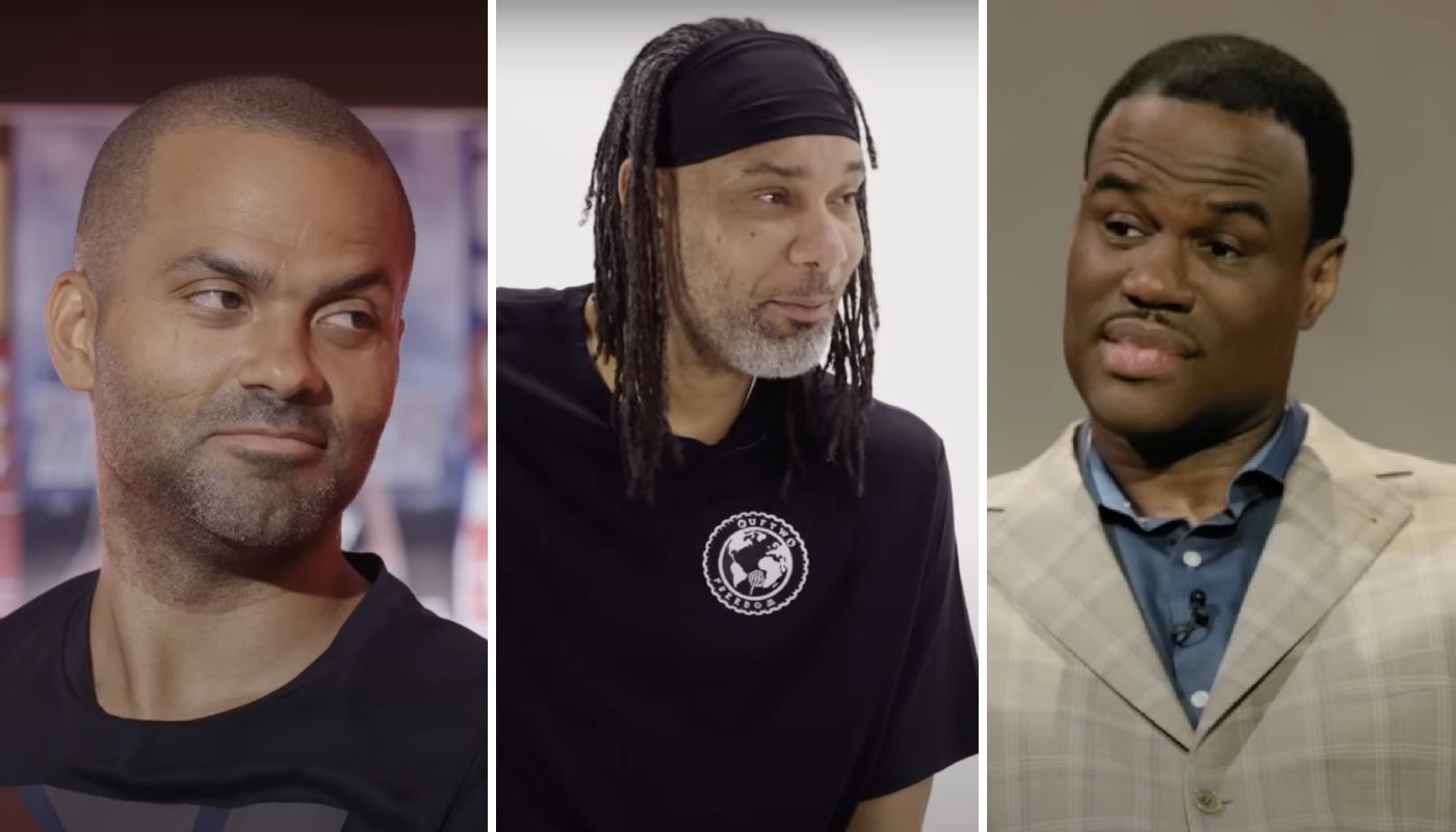 Trois légendes des Spurs avec Tony Parker, Tim Duncan et David Robinson