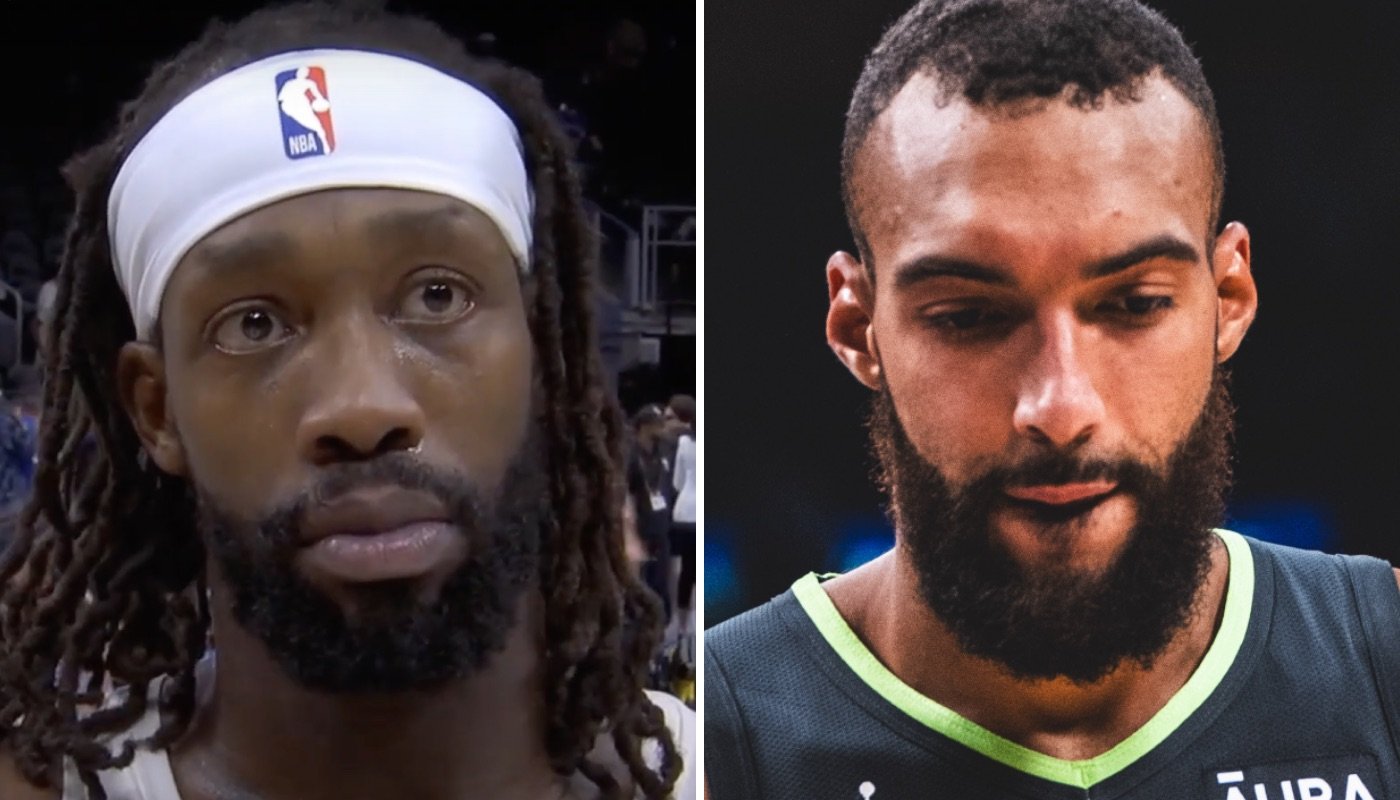 L'ancien joueur NBA Patrick Beverley (gauche) et le pivot français Rudy Gobert (droite)