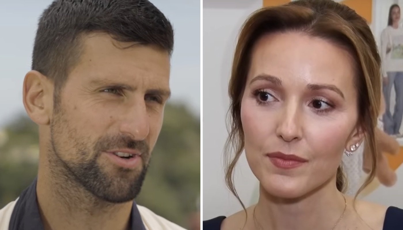 Le tennisman serbe Novak Djokovic (gauche) et sa femme, Jelena (droite)