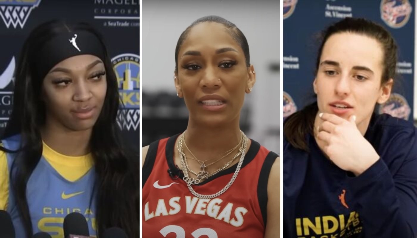 Les stars WNBA Angel Reese (gauche), A'Ja Wilson (centre) et Caitlin Clark (droite)