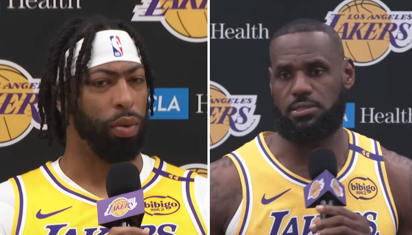 Anthony Davis et LeBron James en conférence de presse pour les Lakers