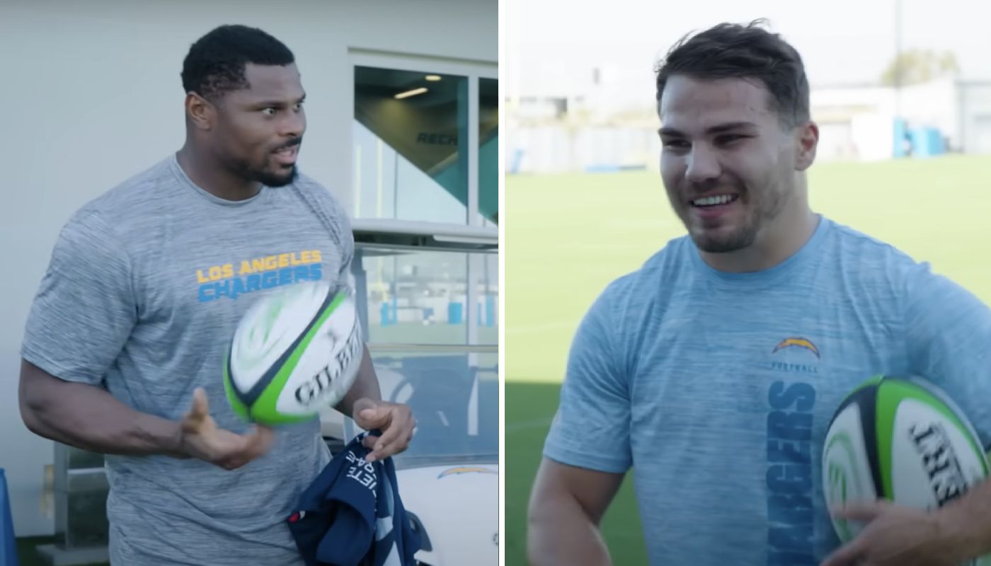 Antoine Dupont, superstar du rugby, avec la légende NFL Khalil Mack