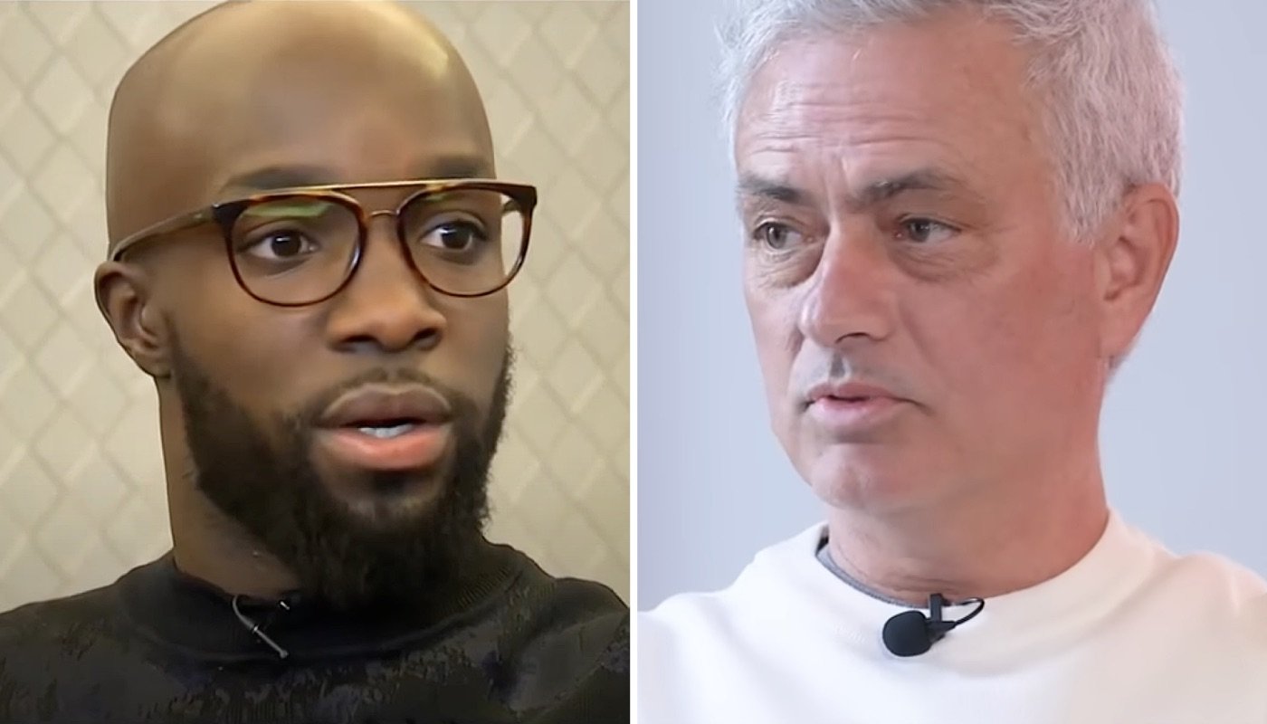 L'ancien footballeur international français, Lassana Diarra (gauche) et l'entraîneur portugais Jose Mourinho (droite)