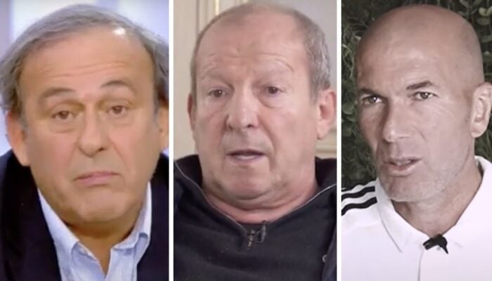 Michel Platini, Rolland Courbis, et Zinédine Zidane