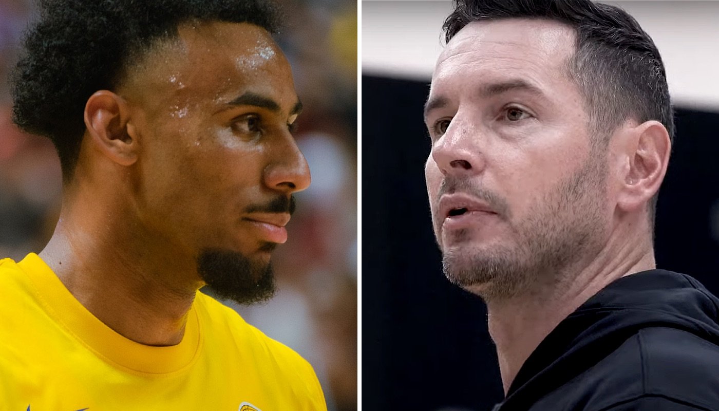 Le joueur NBA français Armel Traoré (gauche) et son entraîneur aux Los Angeles Lakers, JJ Redick (droite)