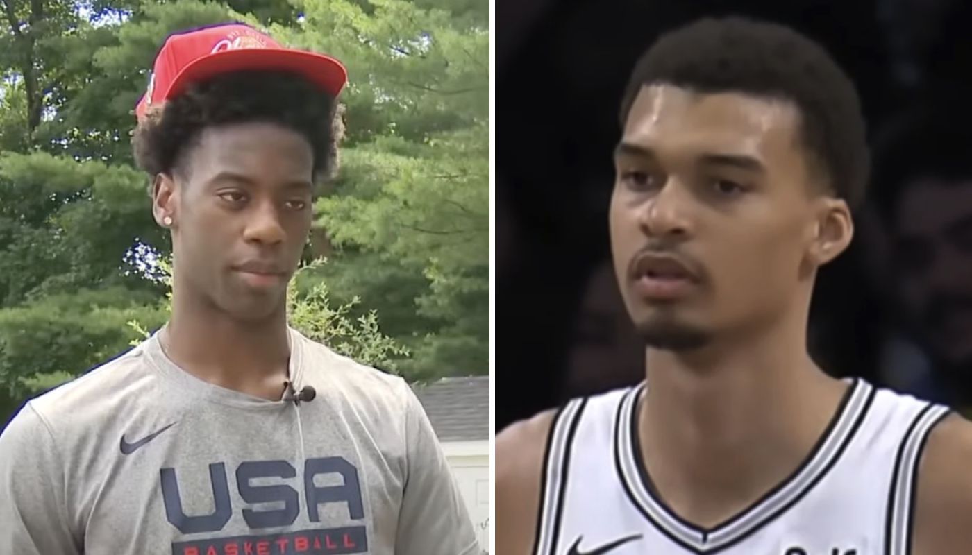 La star NBA française des San Antonio Spurs, Victor Wembanyama et le prospect américain AJ Dybantsa