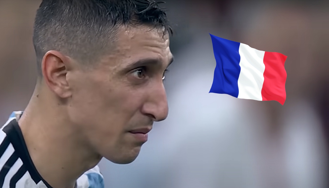 Le footballeur argentin Angel Di Maria, ici accompagné du drapeau de la France