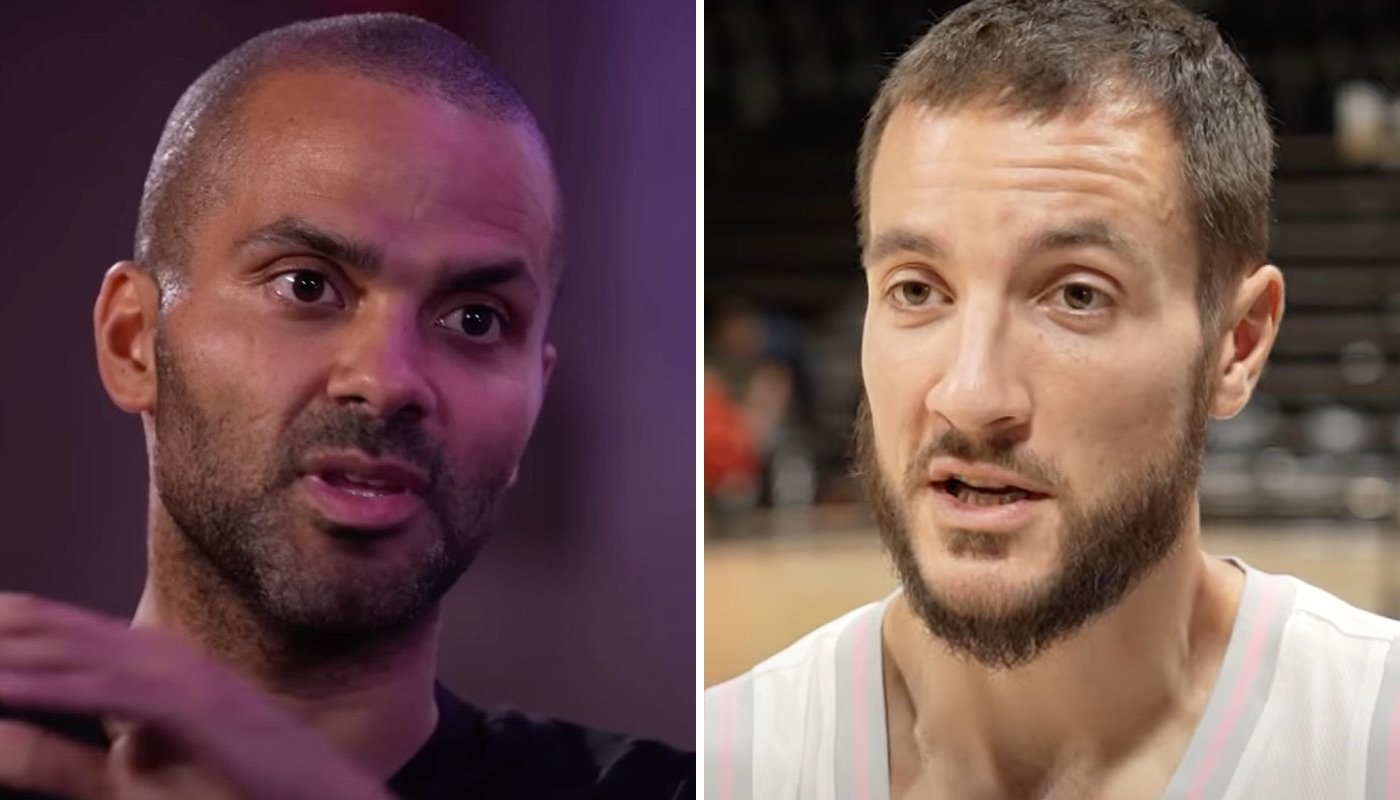 Le président de l'ASVEL, Tony Parker (gauche) et son intérieur Joffrey Lauvergne (droite)