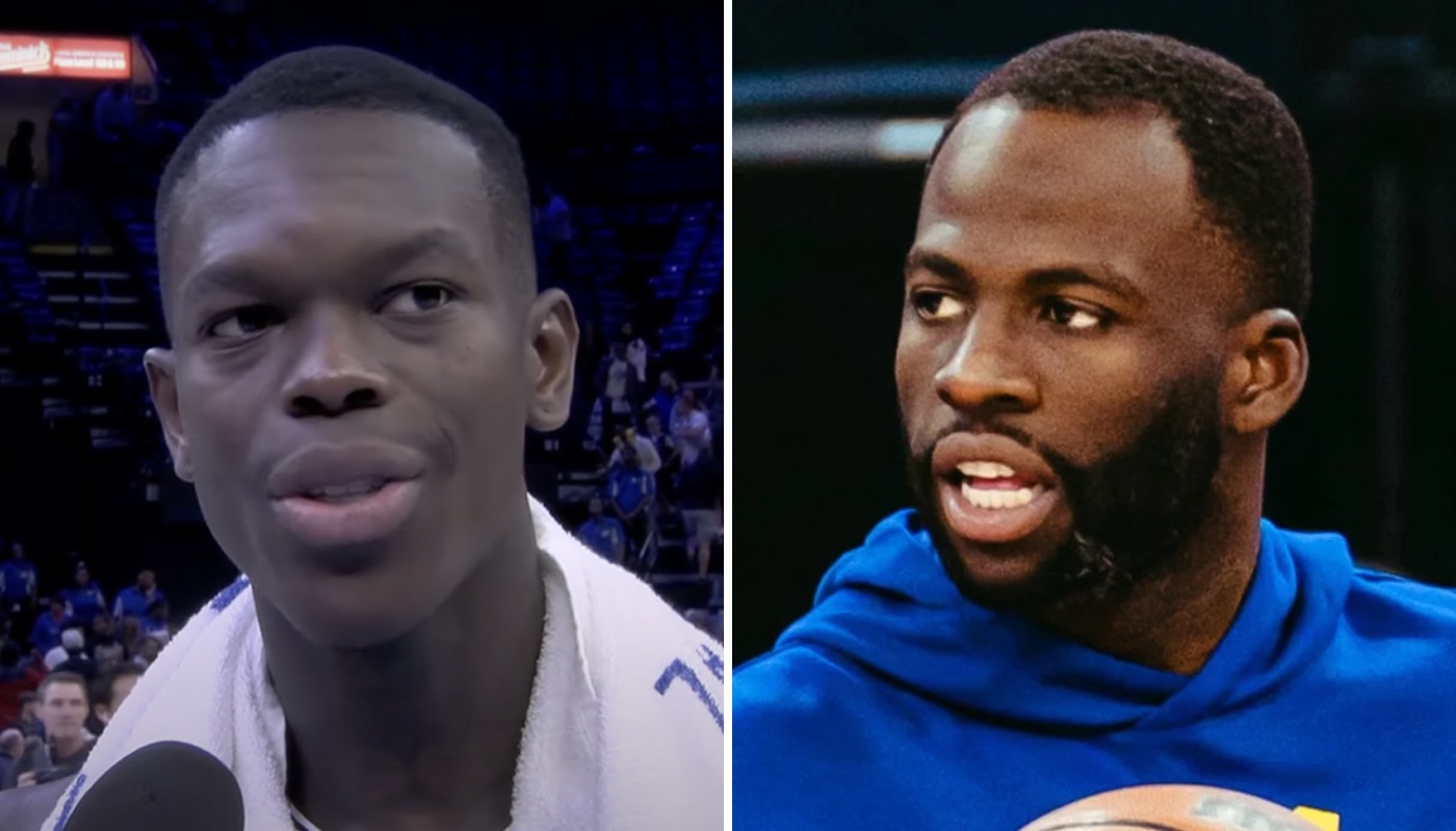 Les joueurs NBA Dennis Schröder (gauche) et Draymond Green (droite)