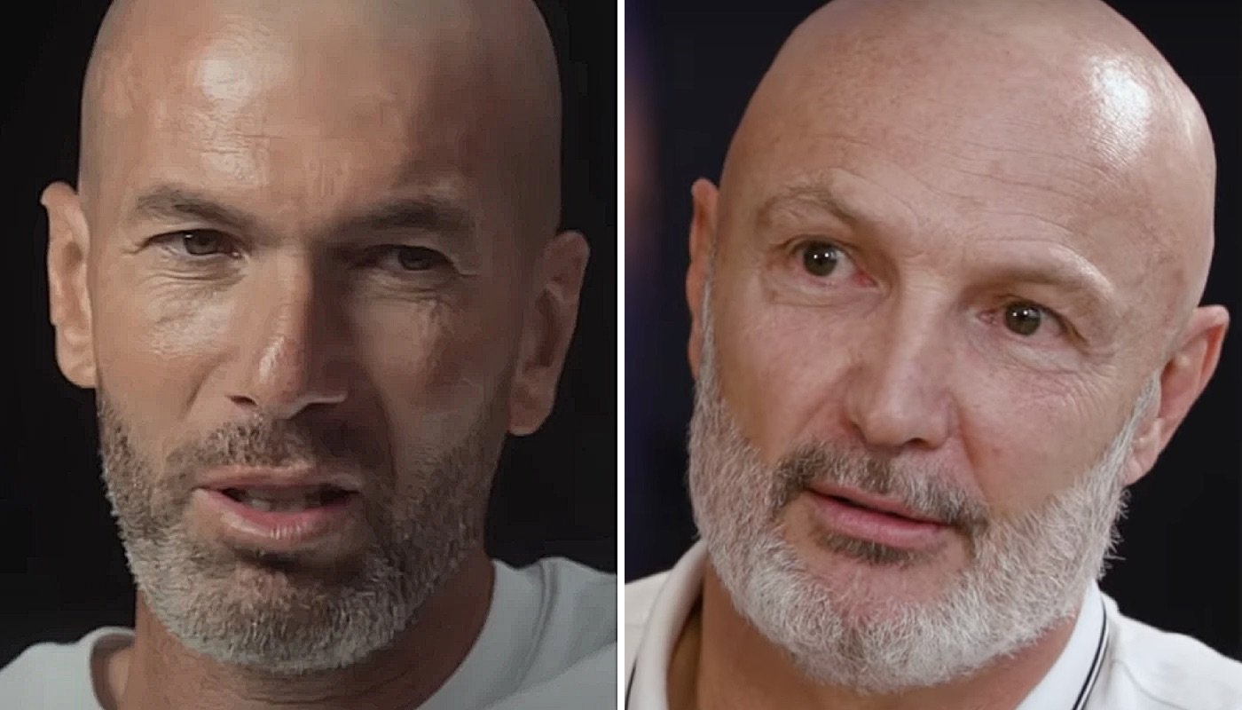 Les anciens joueurs de football français Zinédine Zidane (gauche) et Frank Lebœuf