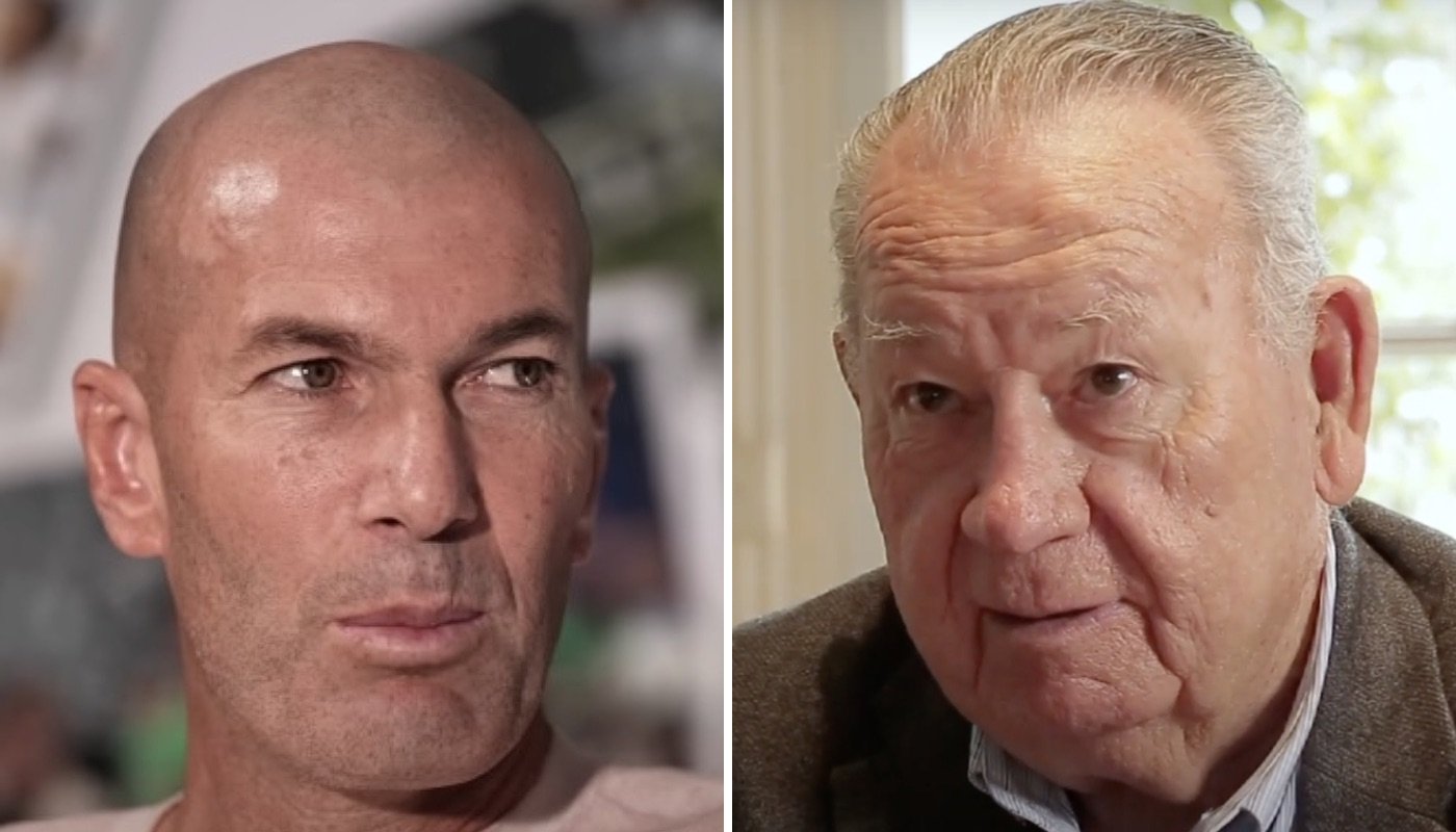 Les légendes de l'équipe de France de football, Zinédine Zidane (gauche) et Just Fontaine (droite)