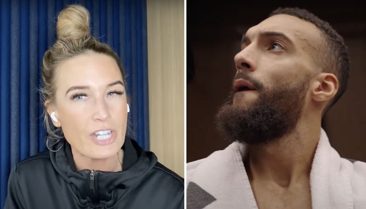 Sarah Kustok, commentatrice des Nets, et Rudy Gobert des Timberwolves