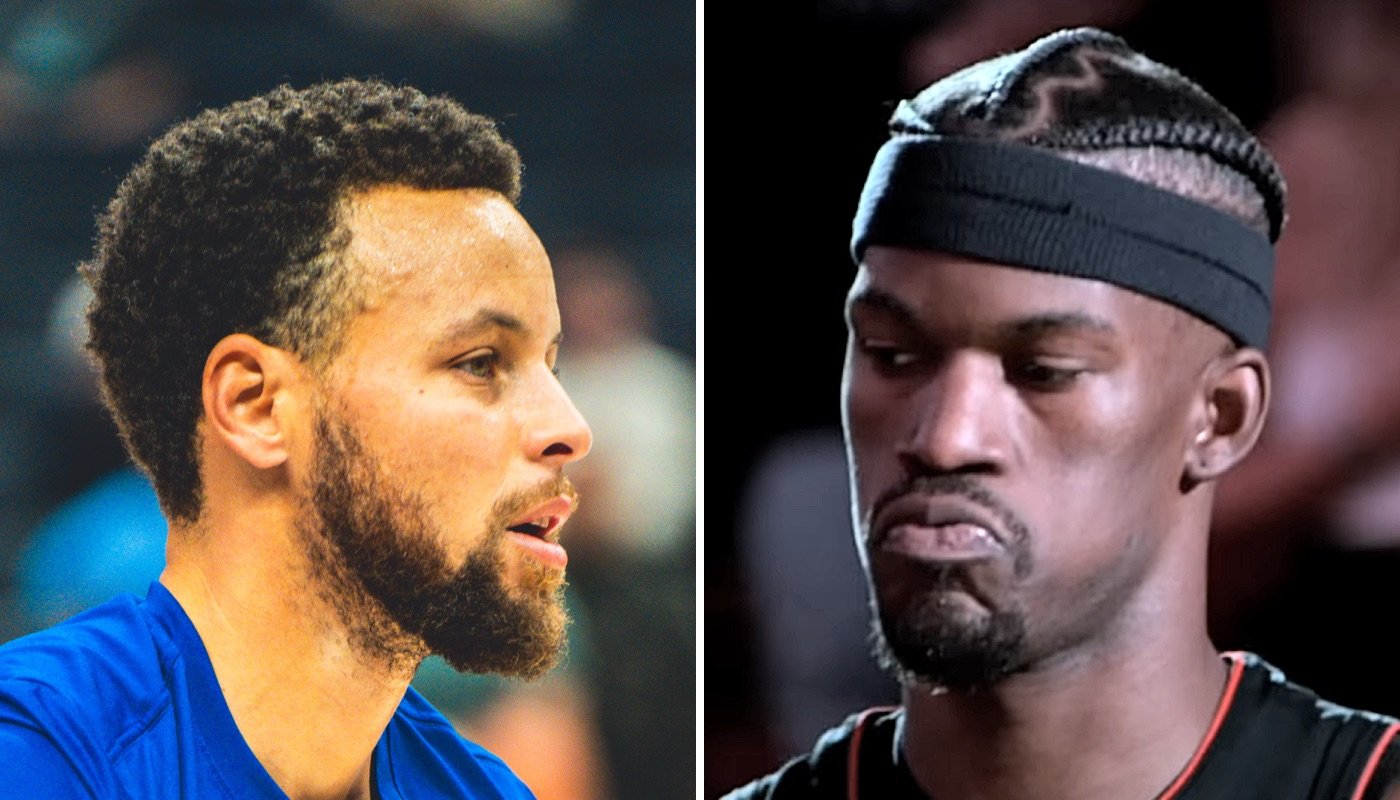 Les stars NBA Stephen Curry (gauche) et Jimmy Butler (droite)